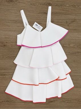 TCEC White Dress with Subtle Pink Trim